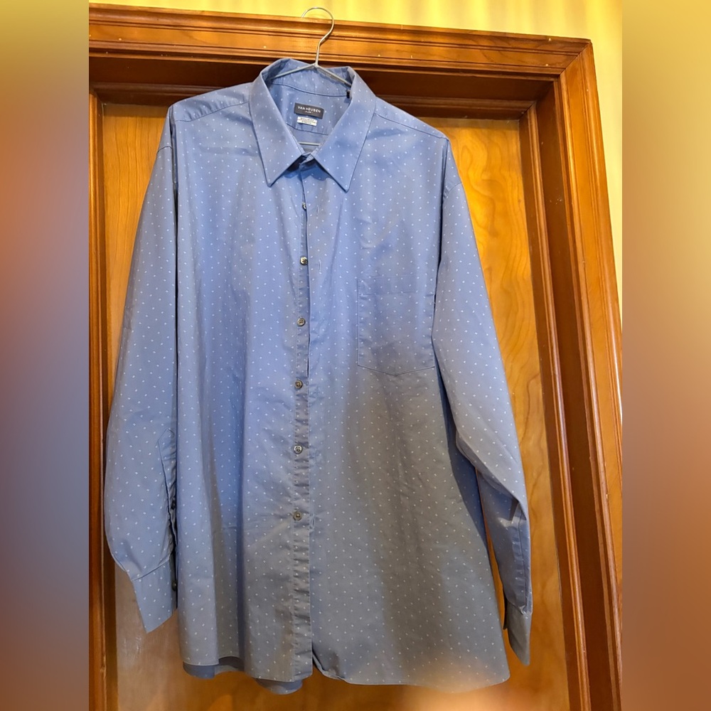 Van Heusen Blue Button-Down Shirt with Dots